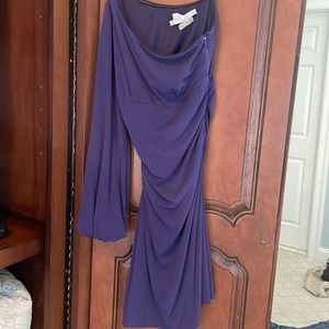 Beautiful one sleeve purple dress.  Ruching down side. Worn once